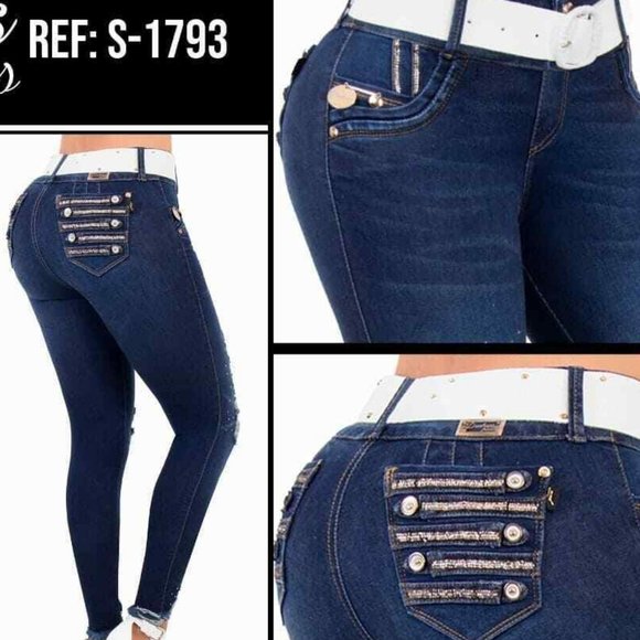 Beautiful Colombian Butt Lifter Rhinestone Skinny Jeans. - Picture 2 of 10